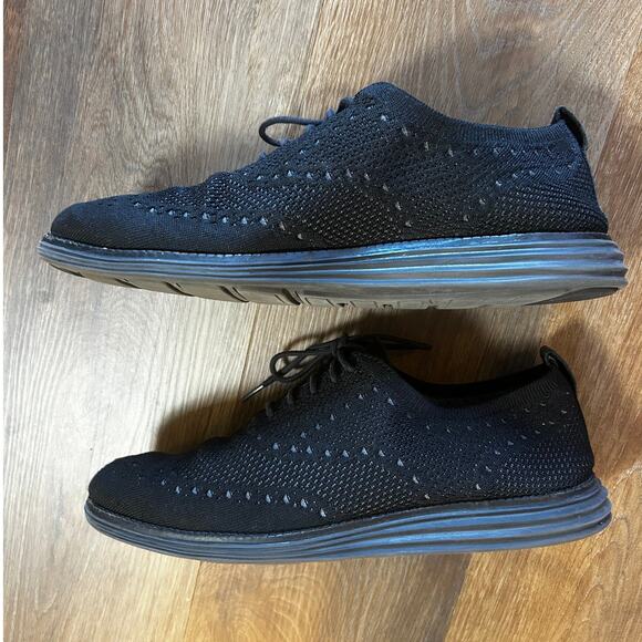 Cole Haan Black Men's Oxford Wingtip Soft Shell Lace up Shoes Size 9.5 - Picture 3 of 9